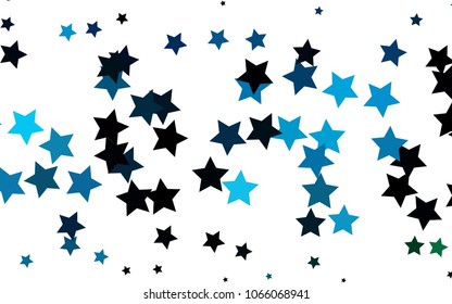 Light Blue, Green vector template with sky stars. Modern geometrical abstract illustration with stars. The pattern can be used for wrapping gifts.