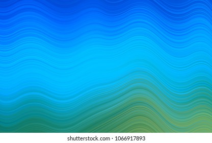 Light Blue, Green vector template with bent lines. Shining illustration, which consist of blurred lines, circles. Textured wave pattern for backgrounds.