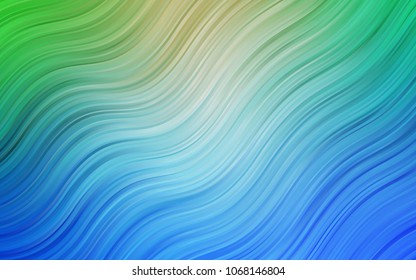 Light Blue, Green vector template with bent ribbons. Geometric illustration in marble style with gradient.  The template for cell phone backgrounds.