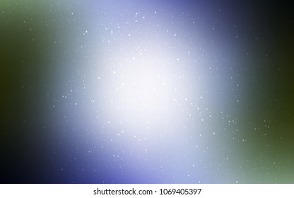 Light Blue, Green vector template with space stars. Shining colored illustration with bright astronomical stars. Pattern for astronomy websites.