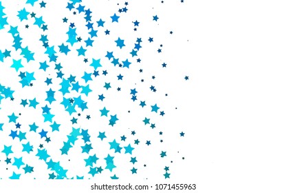 Light Blue, Green vector template with sky stars. Decorative shining illustration with stars on abstract template. The pattern can be used for new year ad, booklets.