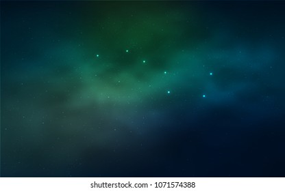 Light Blue, Green vector template with space stars. Shining illustration with sky stars on abstract template. Best design for your ad, poster, banner.