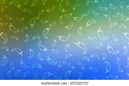 Light Blue, Green vector template with organic peppers. Decorative shining illustration with peppers on abstract template. Pattern for menu of cafes, bars, restaurants.