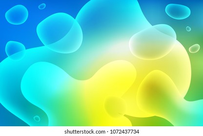 Light Blue, Green vector template with bubble shapes. Blurred geometric sample with gradient bubbles.  Memphis design for your web site.