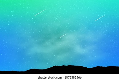 Light Blue, Green vector template with space stars. Space stars on blurred abstract background with gradient. Smart design for your business advert.