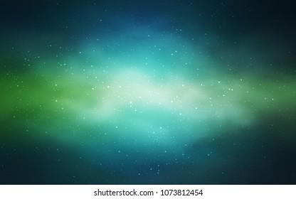 Light Blue, Green vector template with space stars. Shining illustration with sky stars on abstract template. Pattern for futuristic ad, booklets.