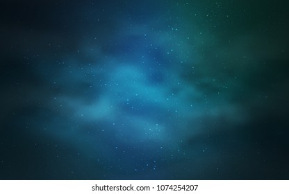 Light Blue, Green vector template with space stars. Shining illustration with sky stars on abstract template. Template for cosmic backgrounds.