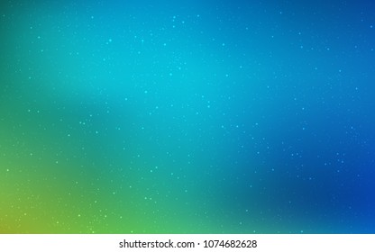 Light Blue, Green vector template with space stars. Space stars on blurred abstract background with gradient. Template for cosmic backgrounds.