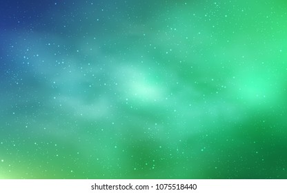 Light Blue, Green vector template with space stars. Shining illustration with sky stars on abstract template. Smart design for your business advert.