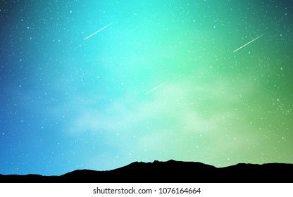 Light Blue, Green vector template with space stars. Blurred decorative design in simple style with galaxy stars. Template for cosmic backgrounds.