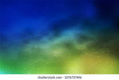 Light Blue, Green vector template with space stars. Shining illustration with sky stars on abstract template. Pattern for astrology websites.