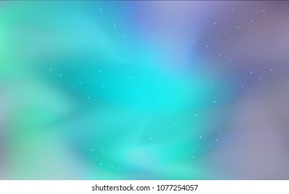 Light Blue, Green vector template with space stars. Blurred decorative design in simple style with galaxy stars. Best design for your ad, poster, banner.