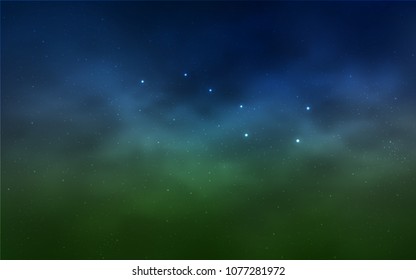 Light Blue, Green vector template with space stars. Glitter abstract illustration with colorful cosmic stars. Template for cosmic backgrounds.