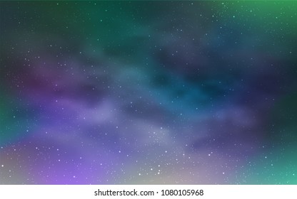 Light Blue, Green vector template with space stars. Shining colored illustration with bright astronomical stars. Smart design for your business advert.
