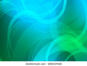 Light Blue, Green vector template with bent lines. A vague circumflex abstract illustration with gradient. A completely new template for your business design.