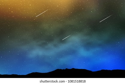 Light Blue, Green vector template with space stars. Shining colored illustration with bright astronomical stars. Pattern for futuristic ad, booklets.