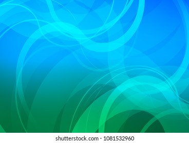 Light Blue, Green vector template with lines, ovals. A vague circumflex abstract illustration with gradient. The template for cell phone backgrounds.