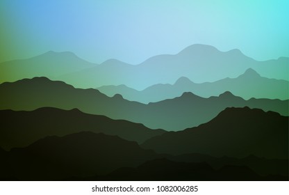 Light Blue, Green vector template with lava shapes. Creative illustration in halftone mountain style with gradient. New composition for your brand book.