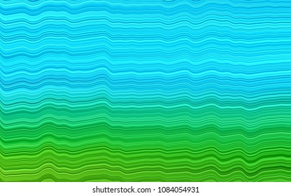 Light Blue, Green vector template with bent ribbons. A vague circumflex abstract illustration with gradient. Marble design for your web site.