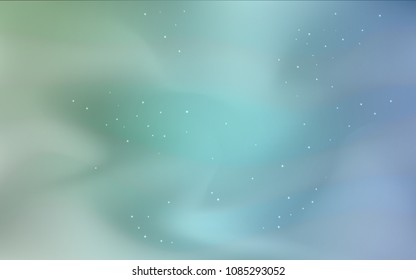 Light Blue, Green vector template with space stars. Space stars on blurred abstract background with gradient. Pattern for futuristic ad, booklets.