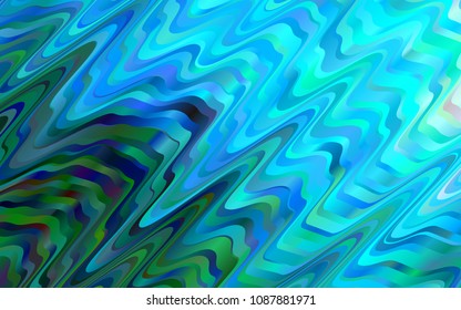 Light Blue, Green vector template with bent ribbons. A sample with blurred bubble shapes. Pattern for your business design.