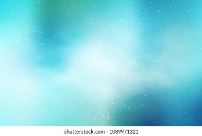 Light Blue, Green vector template with space stars. Blurred decorative design in simple style with galaxy stars. Best design for your ad, poster, banner.