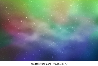 Light Blue, Green vector template with space stars. Glitter abstract illustration with colorful cosmic stars. Pattern for astrology websites.