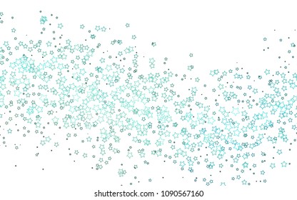 Light Blue, Green vector template with sky stars. Stars on blurred abstract background with gradient. Best design for your ad, poster, banner.