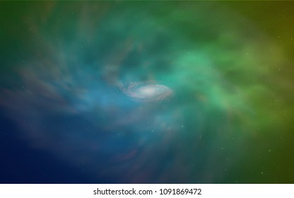 Light Blue, Green vector template with space stars. Shining colored illustration with bright astronomical stars. Pattern for futuristic ad, booklets.