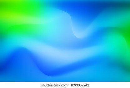 Light Blue, Green vector template with bent ribbons. Blurred geometric sample with gradient bubbles.  The template for cell phone backgrounds.