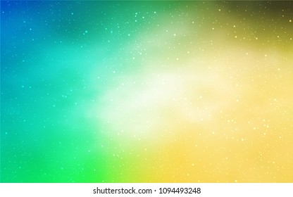 Light Blue, Green vector template with space stars. Shining illustration with sky stars on abstract template. Pattern for astrology websites.