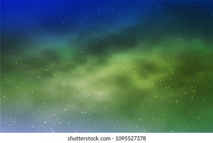 Light Blue, Green vector template with space stars. Blurred decorative design in simple style with galaxy stars. Smart design for your business advert.