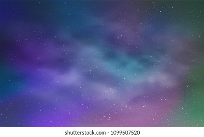 Light Blue, Green vector template with space stars. Glitter abstract illustration with colorful cosmic stars. Smart design for your business advert.
