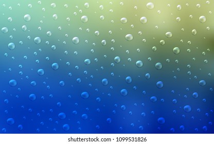 Light Blue, Green vector template with circles. Glitter abstract illustration with blurred drops of rain. Completely new template for your brand book.