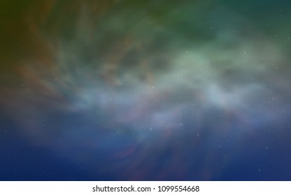 Light Blue, Green vector template with space stars. Glitter abstract illustration with colorful cosmic stars. Template for cosmic backgrounds.