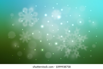 Light Blue, Green vector template with ice snowflakes. Modern geometrical abstract illustration with crystals of ice. New year design for your ad, poster, banner.