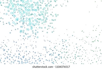 Light Blue, Green vector template with sky stars. Decorative shining illustration with stars on abstract template. Best design for your ad, poster, banner.