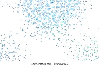 Light Blue, Green vector template with sky stars. Glitter abstract illustration with colored stars. Smart design for your business advert.