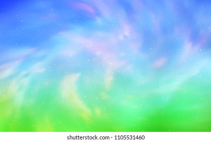 Light Blue, Green vector template with space stars. Shining illustration with sky stars on abstract template. Pattern for astrology websites.