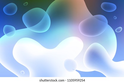 Light Blue, Green vector template with bubble shapes. Creative illustration in halftone memphis style with gradient. A completely new memphis design for your business.