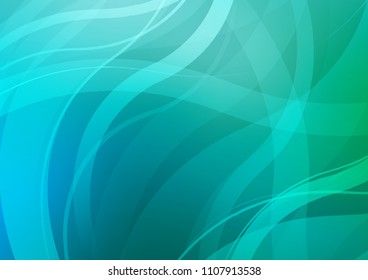 Light Blue, Green vector template with lava shapes. A vague circumflex abstract illustration with gradient. The elegant pattern for brand book.