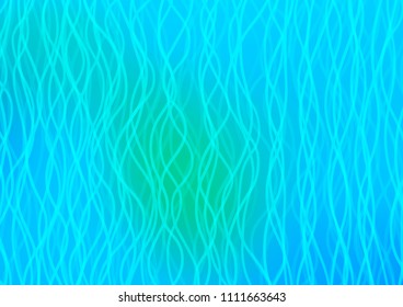 Light Blue, Green vector template with bent ribbons. Shining illustration, which consist of blurred lines, circles. Brand new design for your ads, poster, banner.