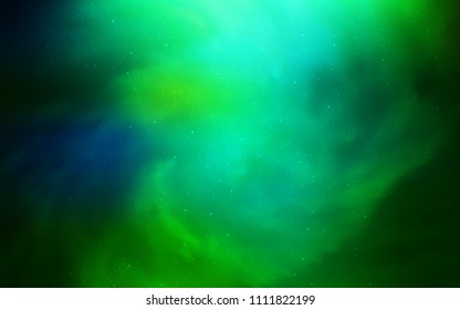 Light Blue, Green vector template with space stars. Blurred decorative design in simple style with galaxy stars. Pattern for astrology websites.
