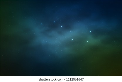 Light Blue, Green vector template with space stars. Space stars on blurred abstract background with gradient. Template for cosmic backgrounds.