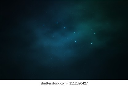 Light Blue, Green vector template with space stars. Space stars on blurred abstract background with gradient. Smart design for your business advert.