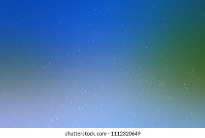Light Blue, Green vector template with space stars. Shining illustration with sky stars on abstract template. Smart design for your business advert.