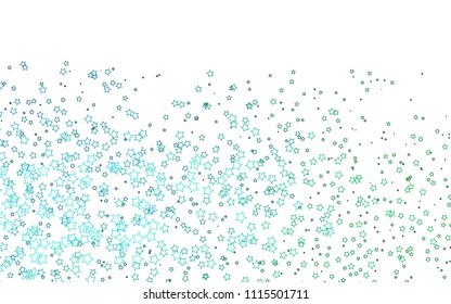 Light Blue, Green vector template with sky stars. Modern geometrical abstract illustration with stars. The template can be used as a background.