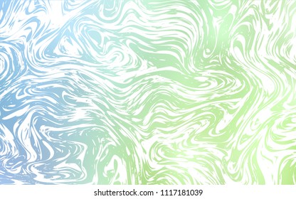 Light Blue, Green vector template with bent lines. Shining illustration, which consist of blurred lines, circles. Marble design for your web site.
