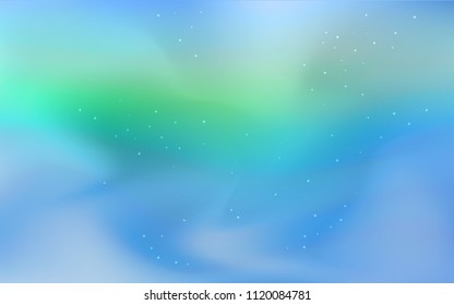Light Blue, Green vector template with space stars. Glitter abstract illustration with colorful cosmic stars. Pattern for futuristic ad, booklets.