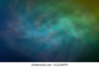 Light Blue, Green vector template with space stars. Shining illustration with sky stars on abstract template. Best design for your ad, poster, banner.